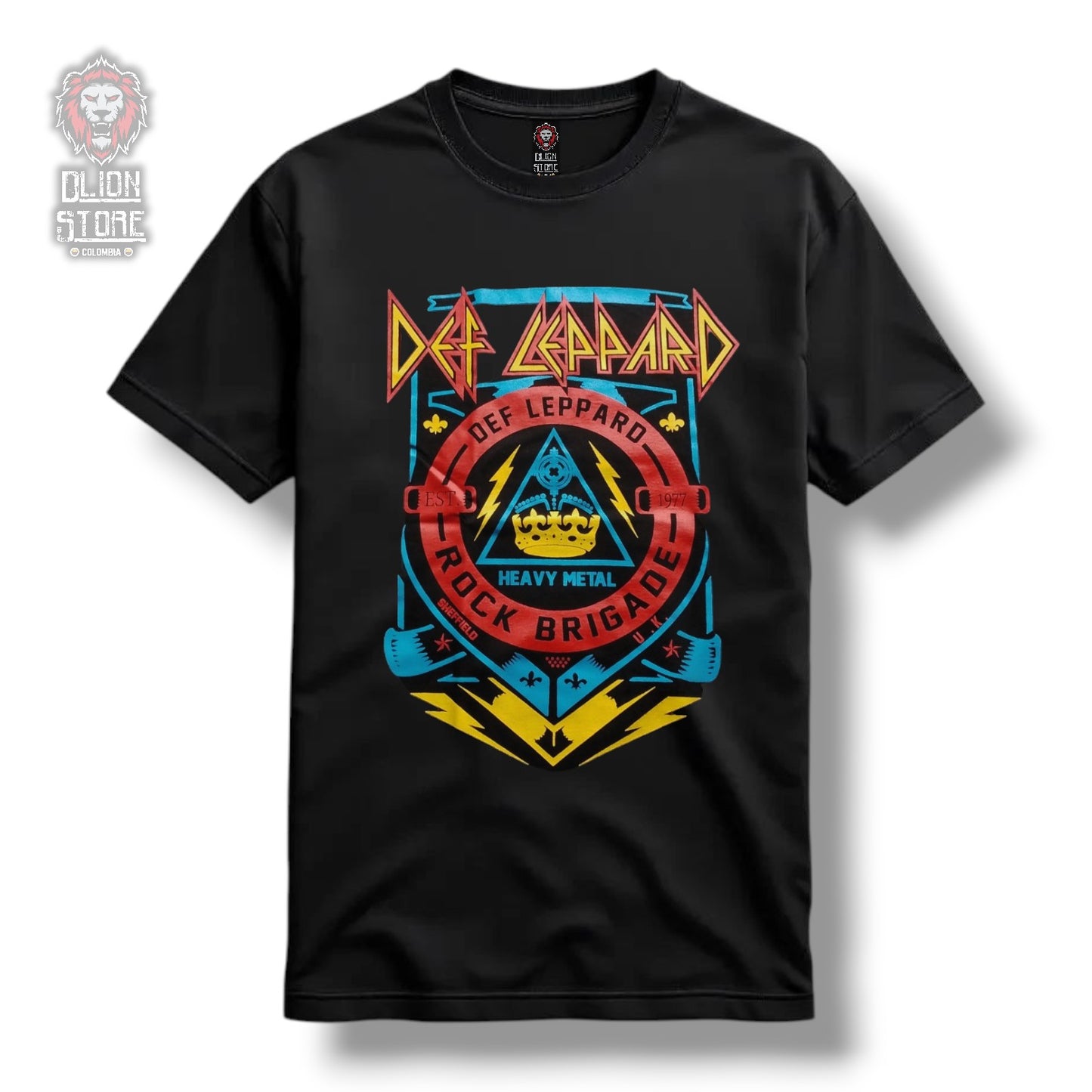 Camiseta Def Leppard Negra Estampada Unisex - DLion Store Colombia
