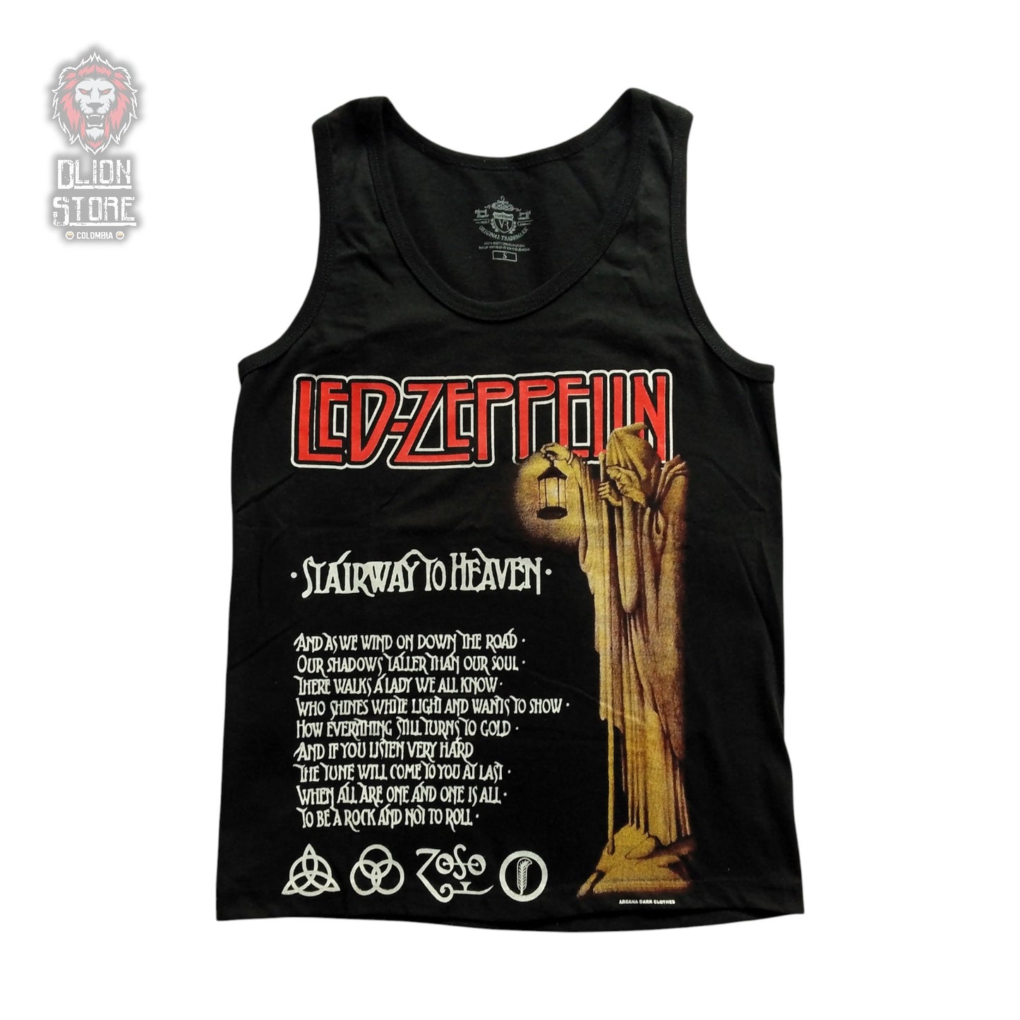 Camiseta negra Esqueleto de Led Zeppelin estampada, producto de DLion Store