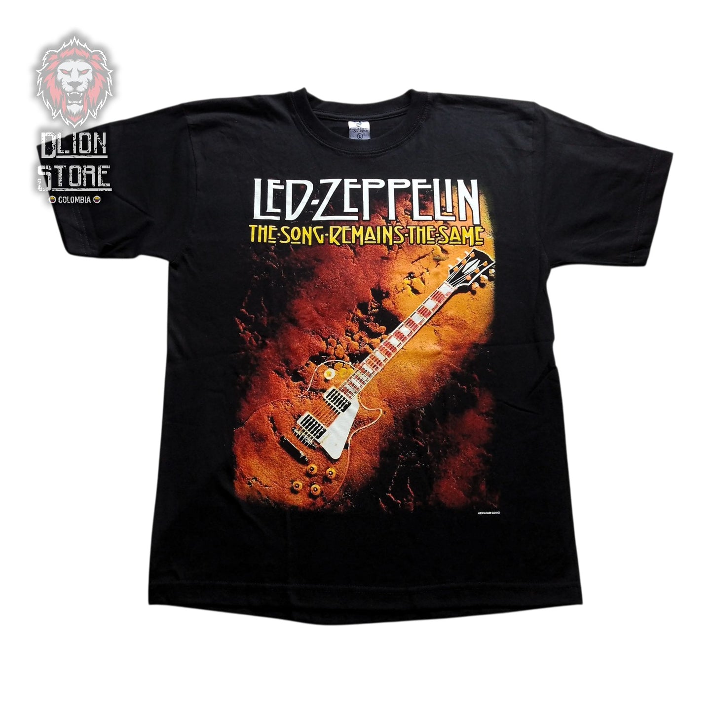 Camiseta de Led Zeppelin color negro, estampada, estilo unisex, disponible en Colombia.