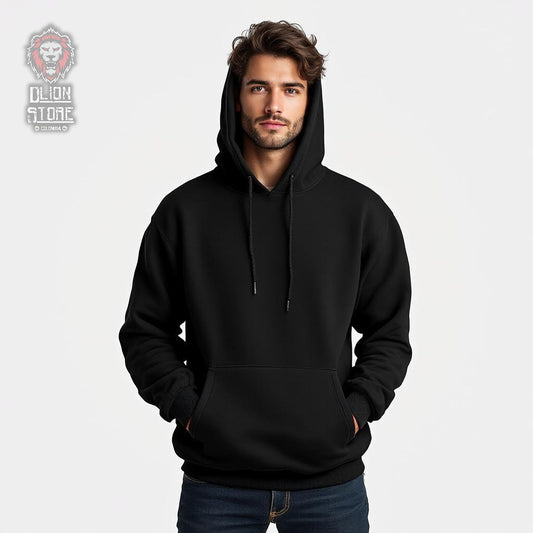 Buzo capota negro estampado unisex - DLion Store Colombia

