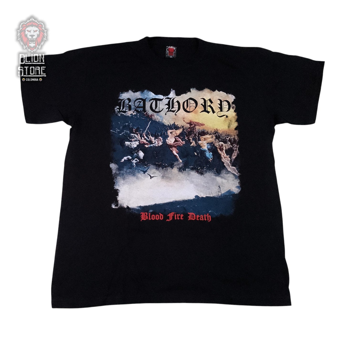 Camiseta negra unisex de Bathory estampada, producto de DLion Store