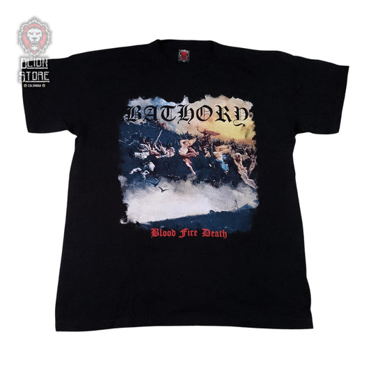 Camiseta negra unisex de Bathory estampada, producto de DLion Store