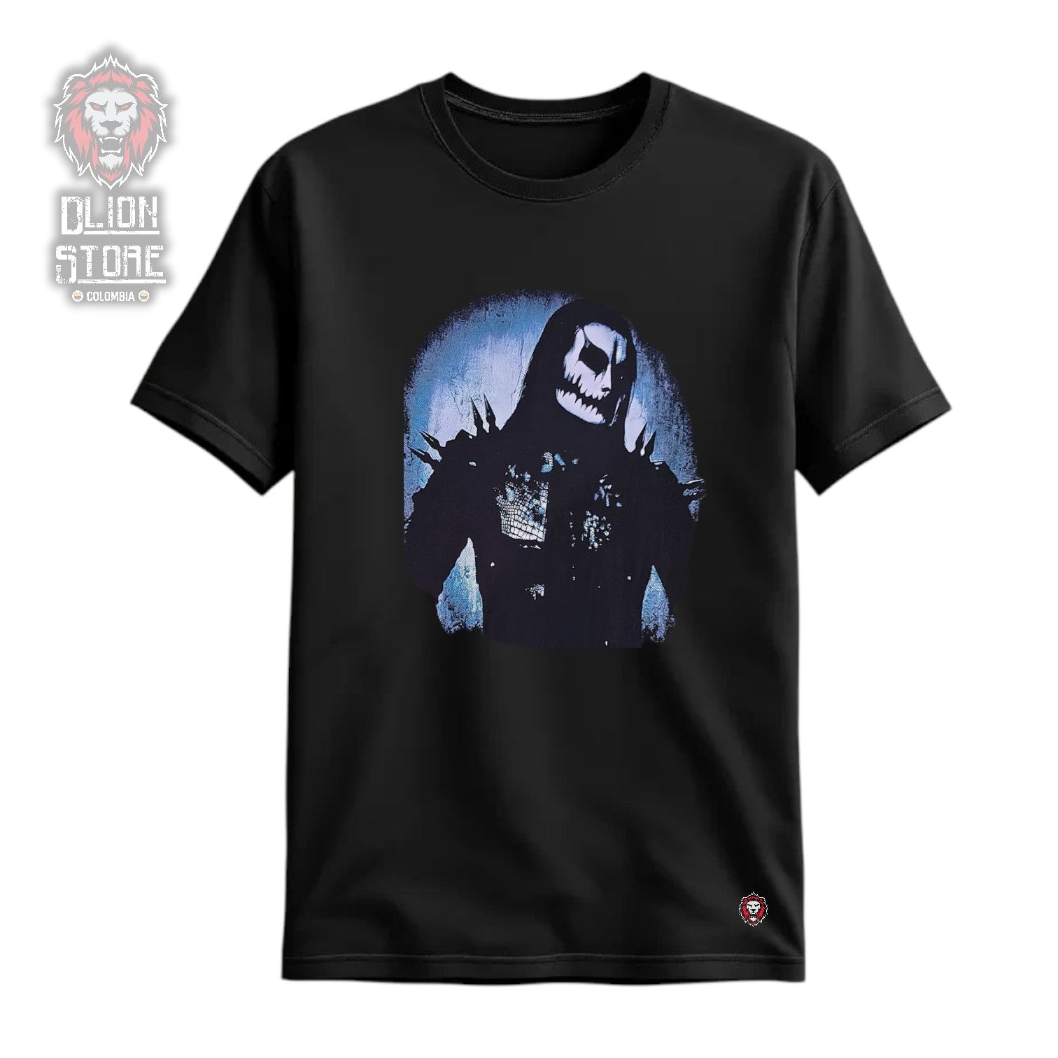 Camiseta negra estampada. Disponible en DLion Store.