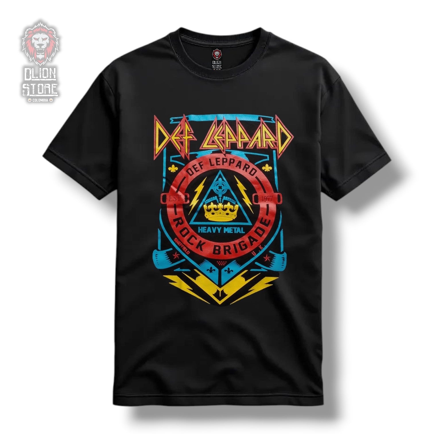 Camiseta Def Leppard Negra Estampada Unisex - DLion Store Colombia