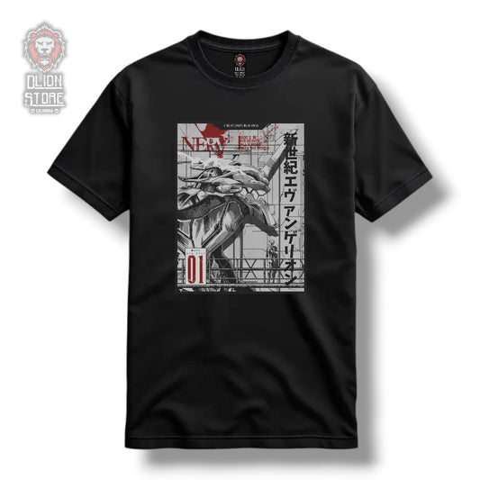 Camiseta Evangelion 01  Negra Estampada Unisex - DLion Store Colombia