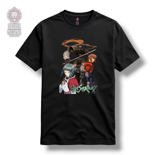 Camiseta negra de Gasaraki estampada, producto de DLion Store Colombia