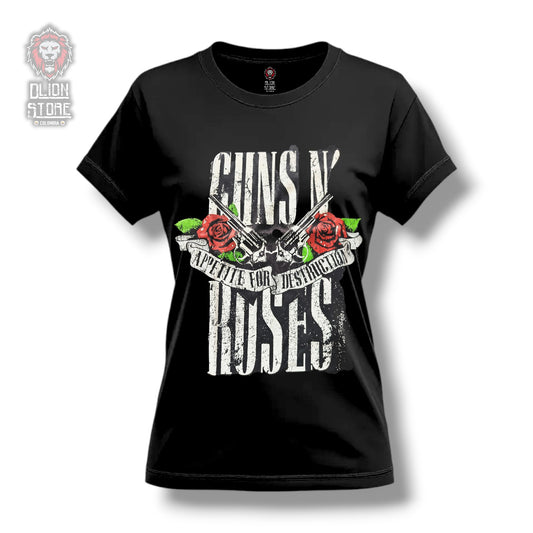 Camiseta Guns and Roses Negra Estampada Dama - DLion Store Colombia