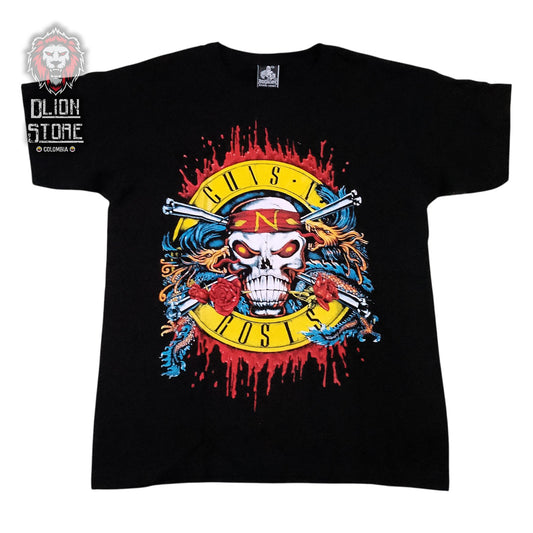 Camiseta negra unisex de Guns and Roses estampada, producto de DLion Store