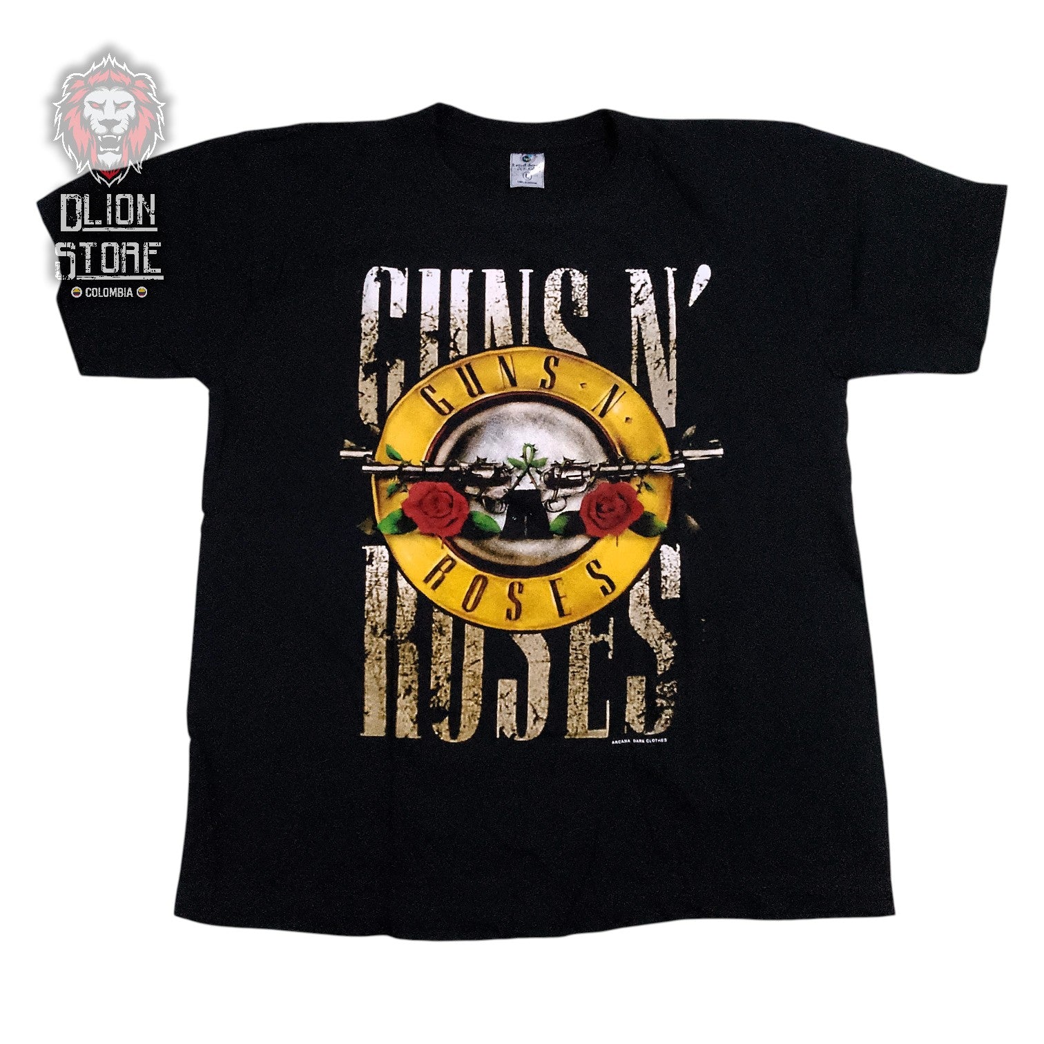 Camiseta negra unisex de Guns and Roses estampada, producto de DLion Store