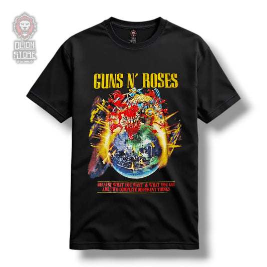 Camiseta Guns And Roses Tour 2025 Negra Estampada Unisex - DLion Store Colombia