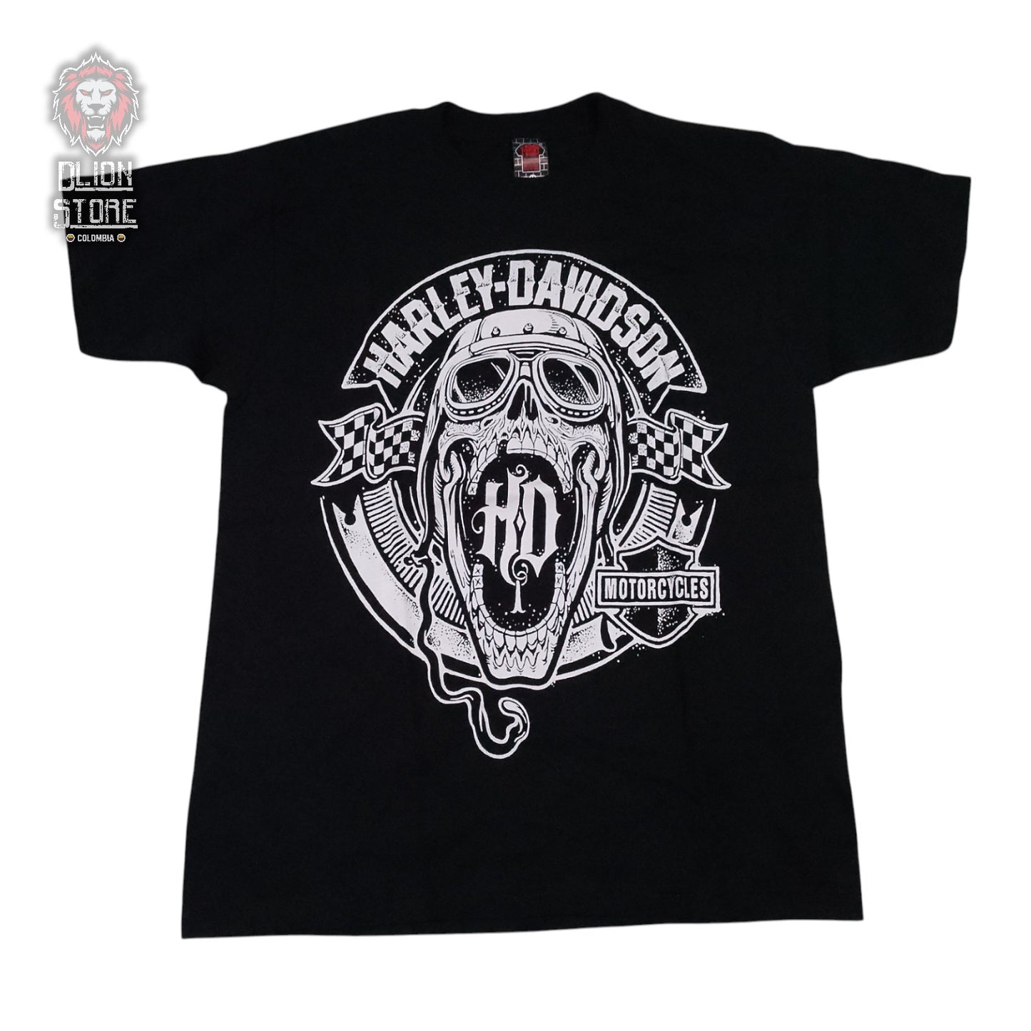 Camiseta negra unisex de Harley Davidson estampada, producto de DLion Store