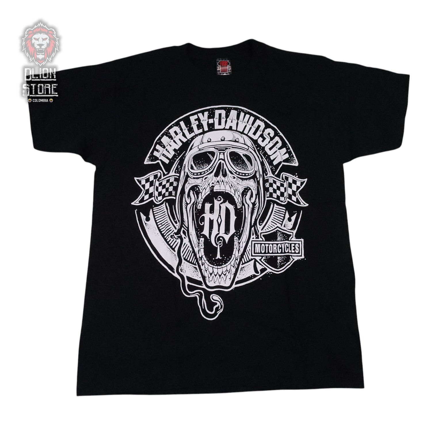 Camiseta negra unisex de Harley Davidson estampada, producto de DLion Store