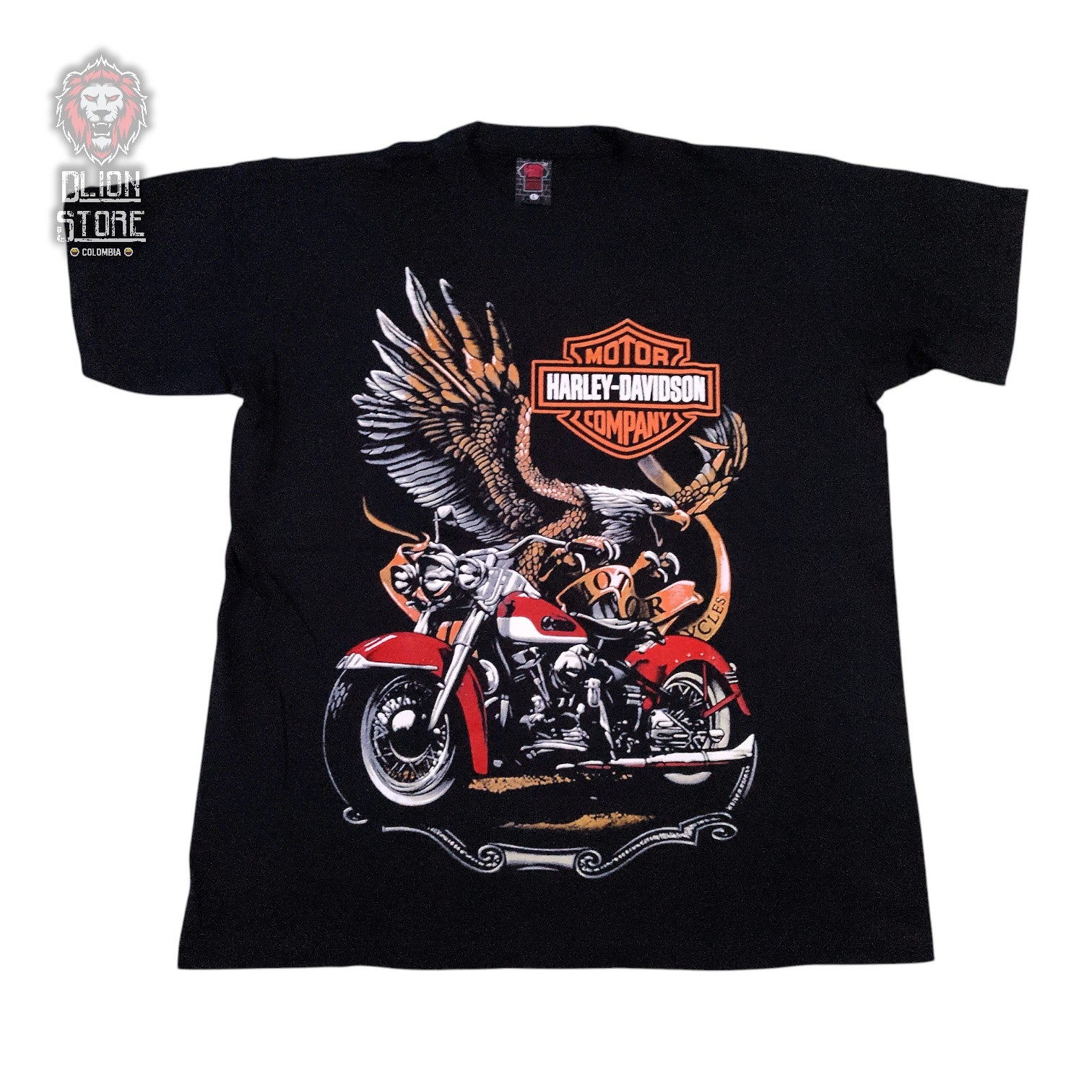 Camiseta negra unisex de Harley Davidson estampada, producto de DLion Store