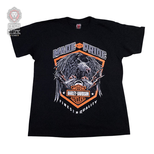 Camiseta negra unisex de Harley Davidson estampada, producto de DLion Store