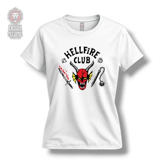 Camiseta HellFire Club Blanca Estampada Dama - DLion Store Colombia