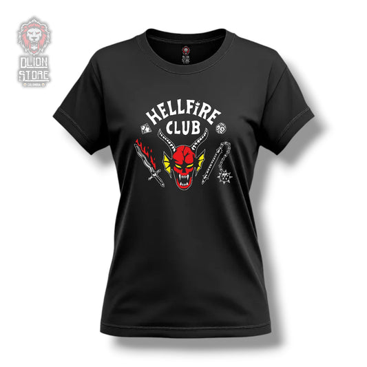 Camiseta HellFire Club Negra Estampada Dama - DLion Store Colombia