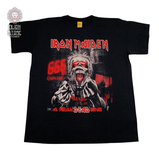 Camiseta negra unisex de Iron Maiden estampada, producto de DLion Store