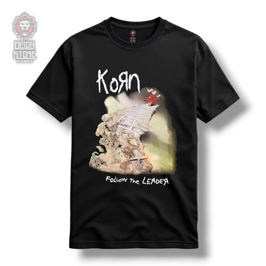 Camiseta Korn  Follow the Leader Negra Estampada Unisex - DLion Store Colombia