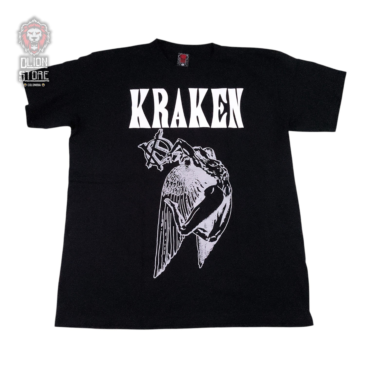Camiseta negra unisex de Kraken estampada, producto de DLion Store
