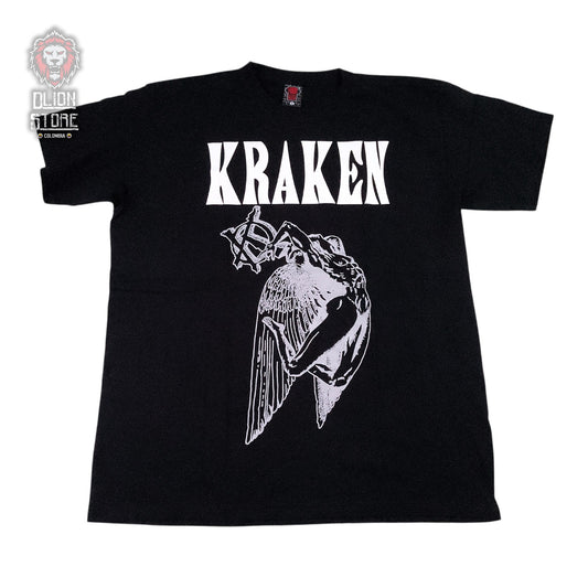 Camiseta negra unisex de Kraken estampada, producto de DLion Store