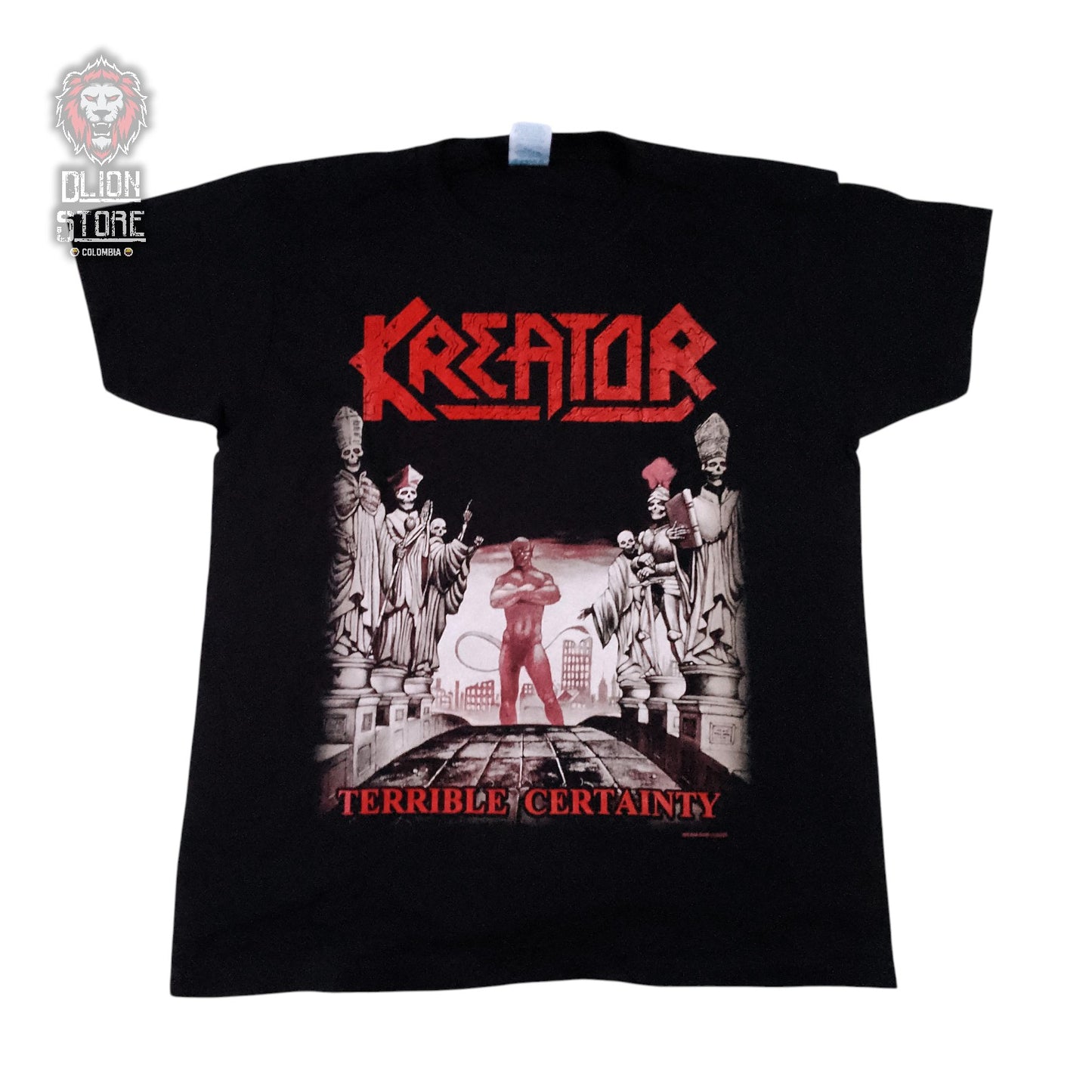 Camiseta negra unisex de Kreator estampada, producto de DLion Store