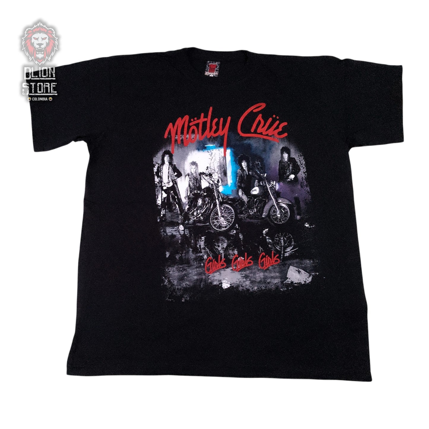 Camiseta negra unisex de Motley Crue estampada, producto de DLion Store