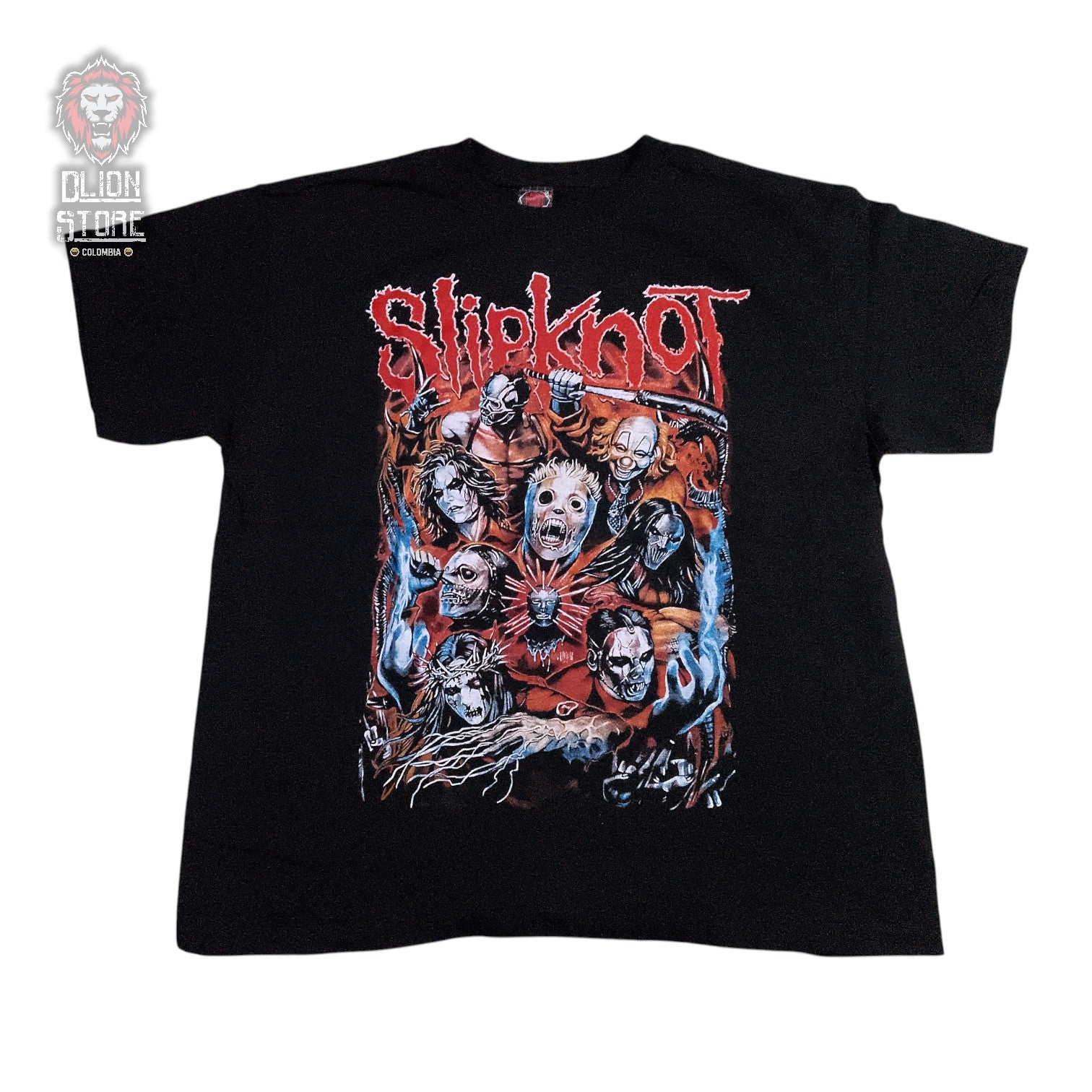 Camiseta negra unisex de Slipknot estampada, producto de DLion Store