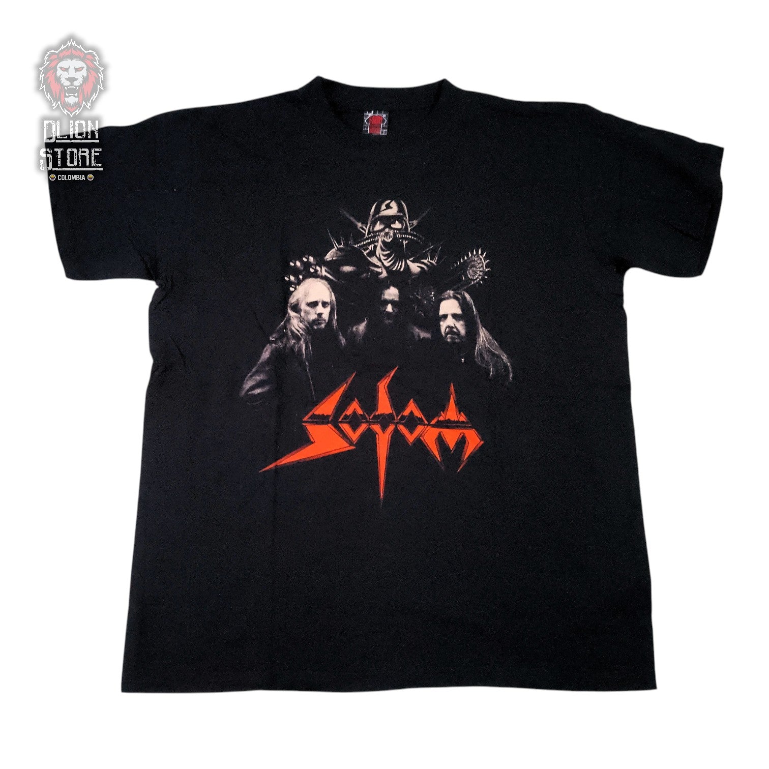Camiseta negra unisex de Sodom estampada, producto de DLion Store