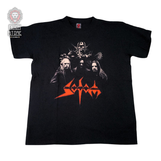 Camiseta negra unisex de Sodom estampada, producto de DLion Store