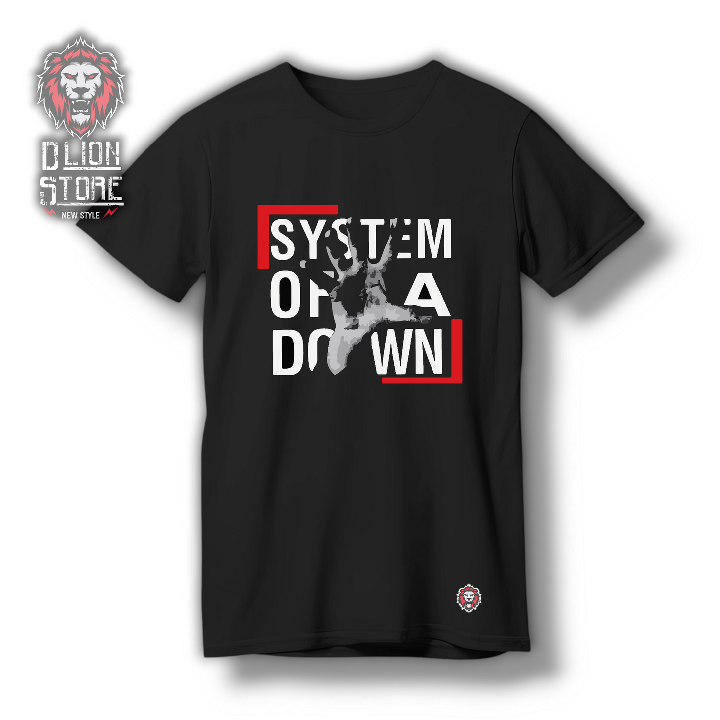 Camiseta negra estampada. Disponible en DLion Store.