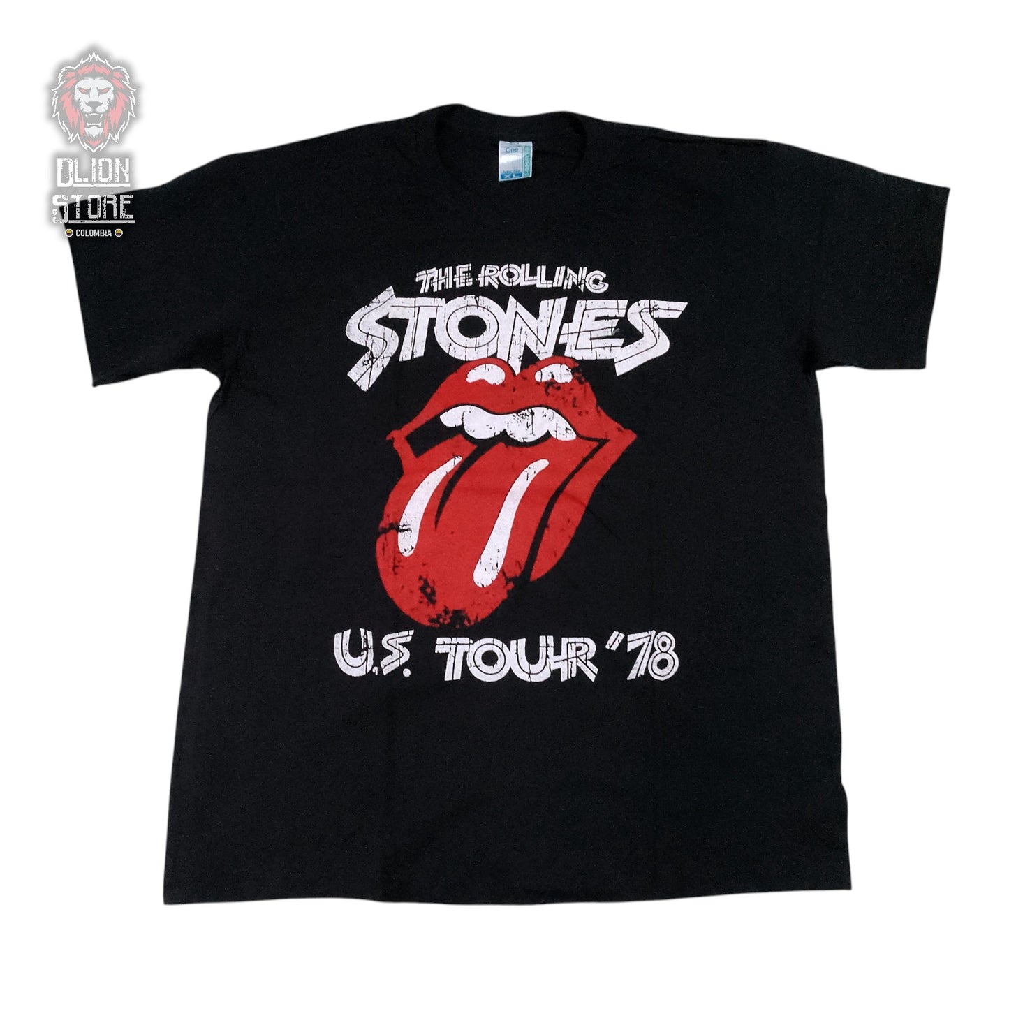 Camiseta negra unisex de The Rolling Stones estampada, producto de DLion Store