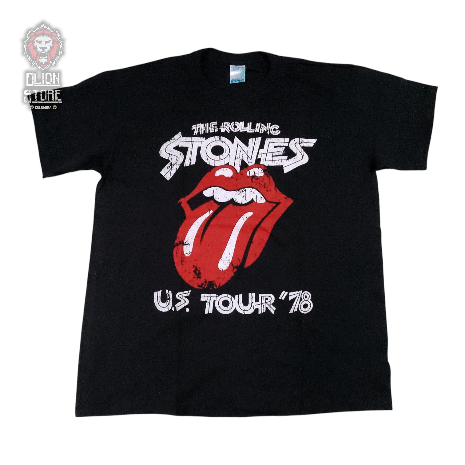 Camiseta negra unisex de The Rolling Stones estampada, producto de DLion Store