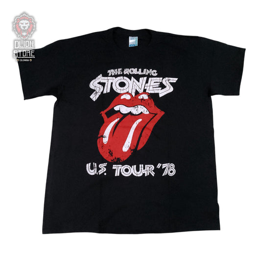 Camiseta negra unisex de The Rolling Stones estampada, producto de DLion Store