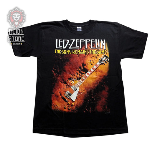 Camiseta de Led Zeppelin color negro, estampada, estilo unisex, disponible en Colombia.