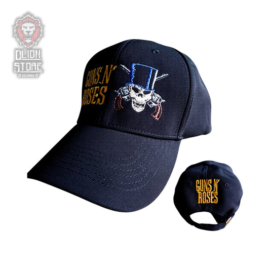 Gorra Guns and Roses color negro, bordada, unisex, disponible en Colombia.