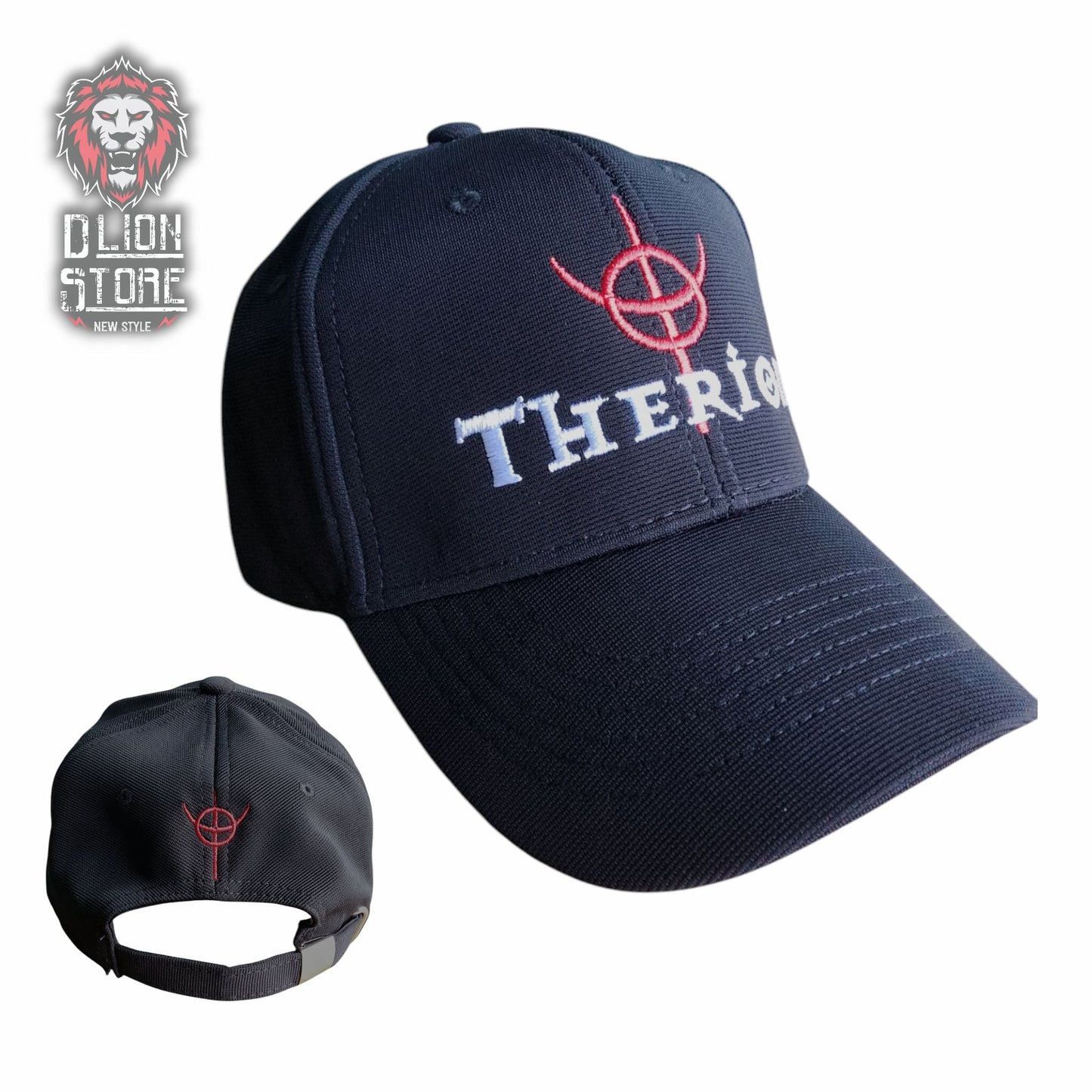 Gorra acrílica, bordada, color negro, disponible en DLion Store.