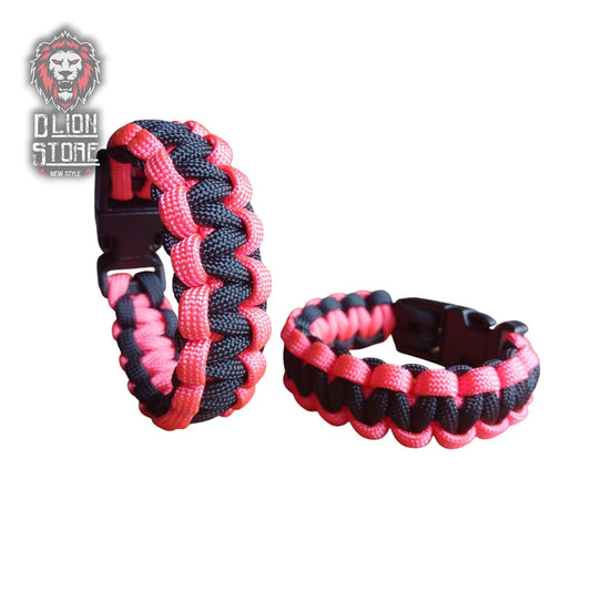 Pulsera Paracord Black + Salmon