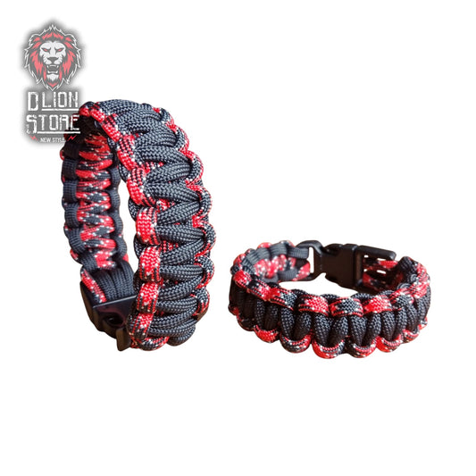Pulsera Paracord Black + Coral