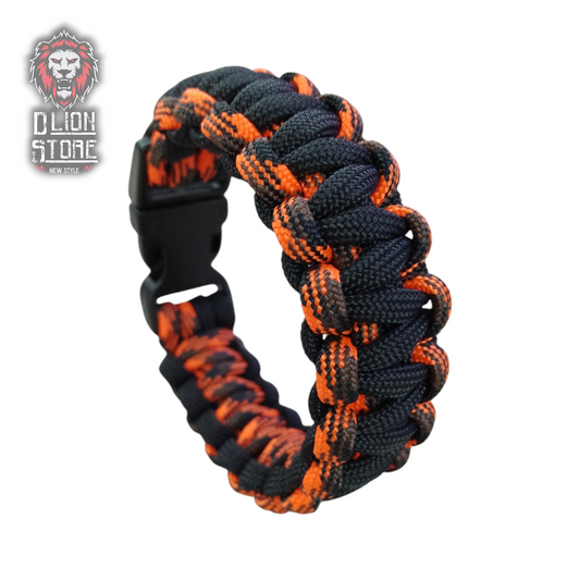 Pulsera Paracord Black + Orange Camo